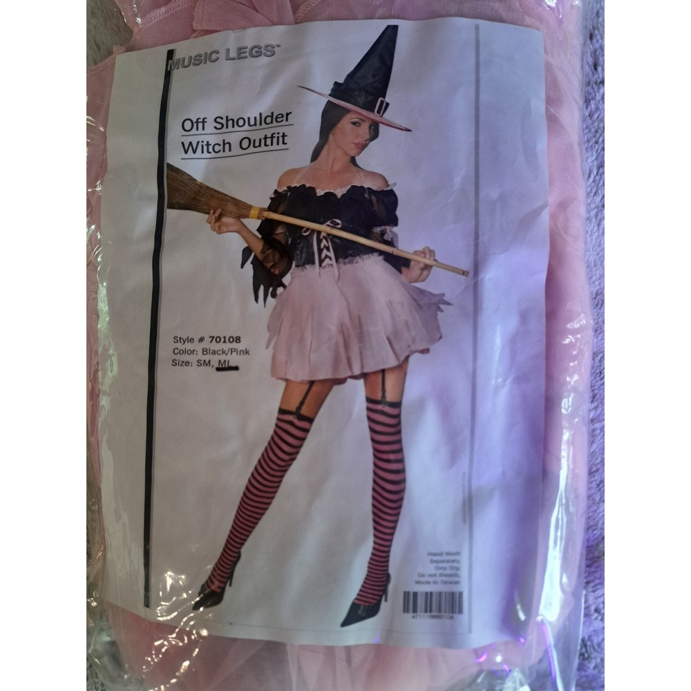 Music Legs Off Shoulder Witch Black Pink Dress Only Costume Set Size M/L